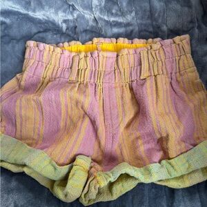 Free People Pink and Yellow Striped Shorts
